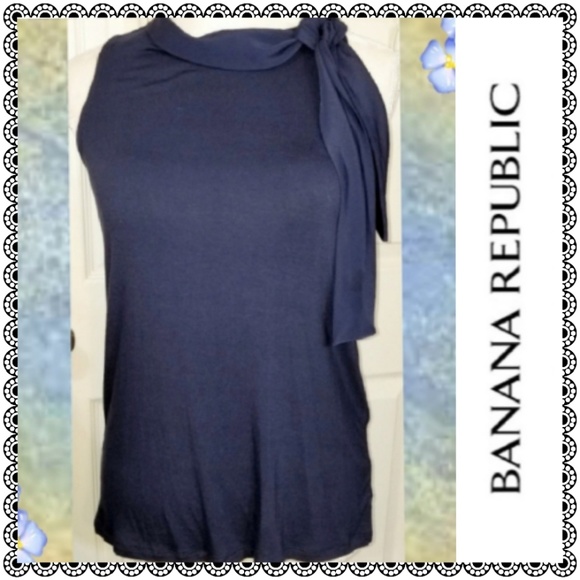 Banana Republic Tops - 🛍 {Banana Republic} navy blue neck-bow blouse, XS